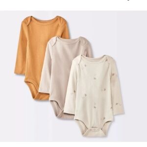 Cloud Island Baby Unisex Bodysuit Set - Cream, Tan, and Mustard, 3-6 Months